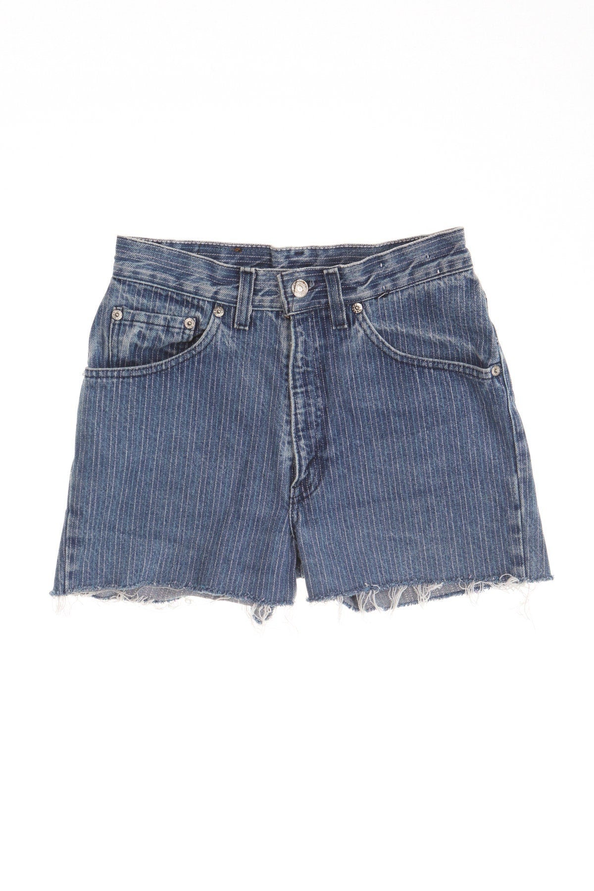 Vintage levi's blue denim short high waist rare 502 striped women 80's 70's