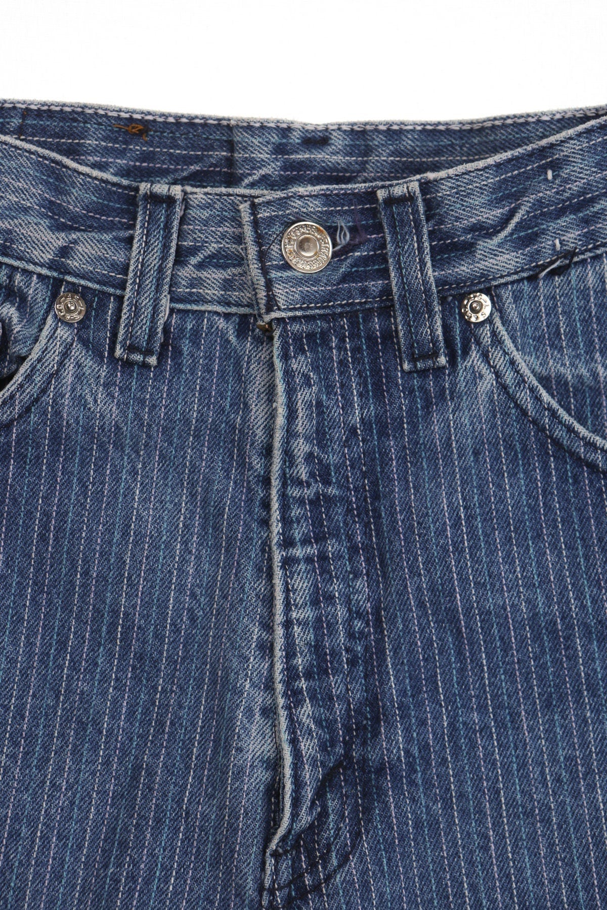 Vintage levi's blue denim short high waist rare 502 striped women 80's 70's