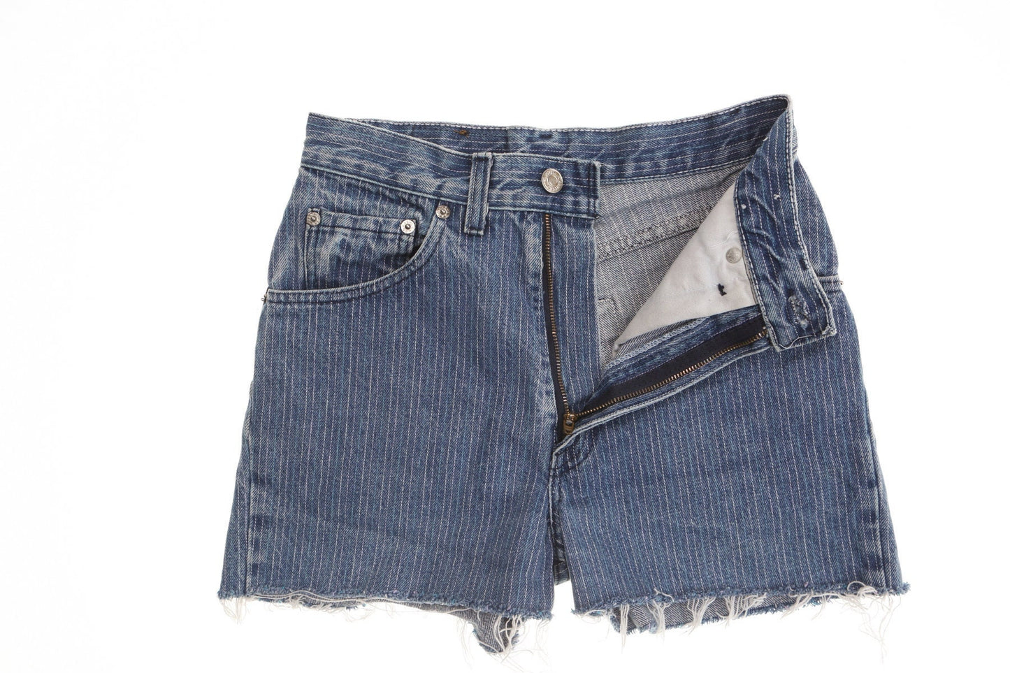 Vintage levi's blue denim short high waist rare 502 striped women 80's 70's