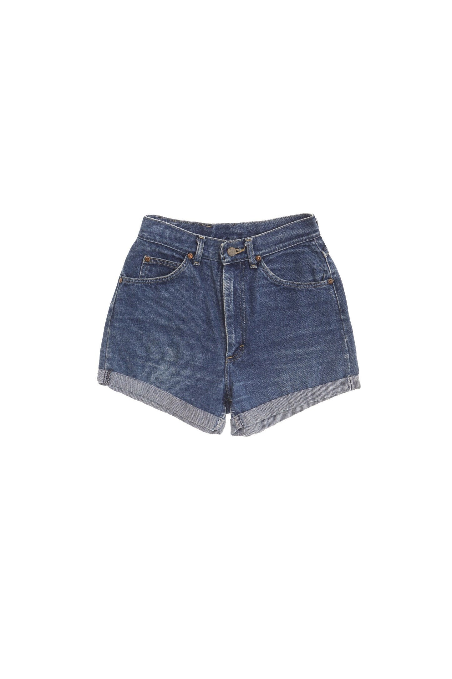 Vintage lee denim short women high waist folded seam