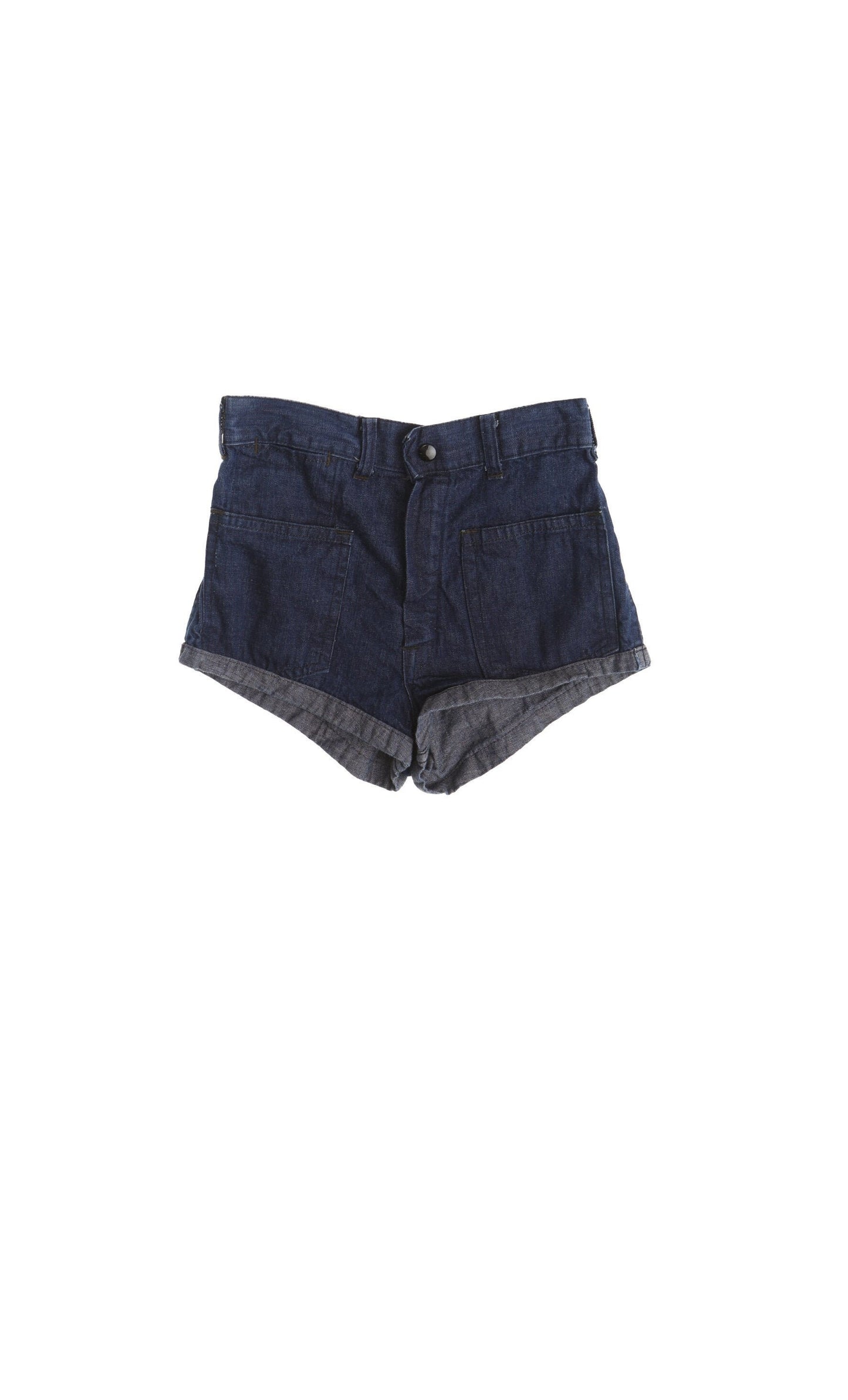 Vintage high waist 70's short casual blue women hippie navy