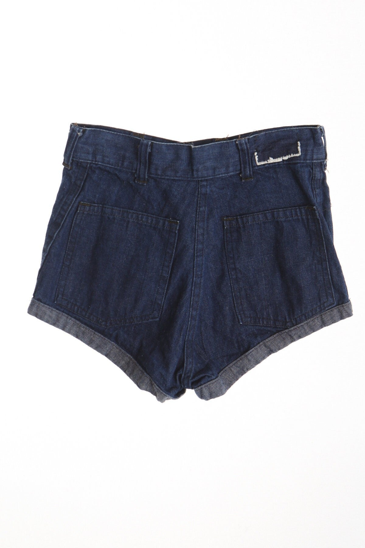 Vintage high waist 70's short casual blue women hippie navy