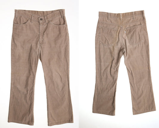 Vintage levi's pants corduroy brown men 70's hippie boho bell bottom