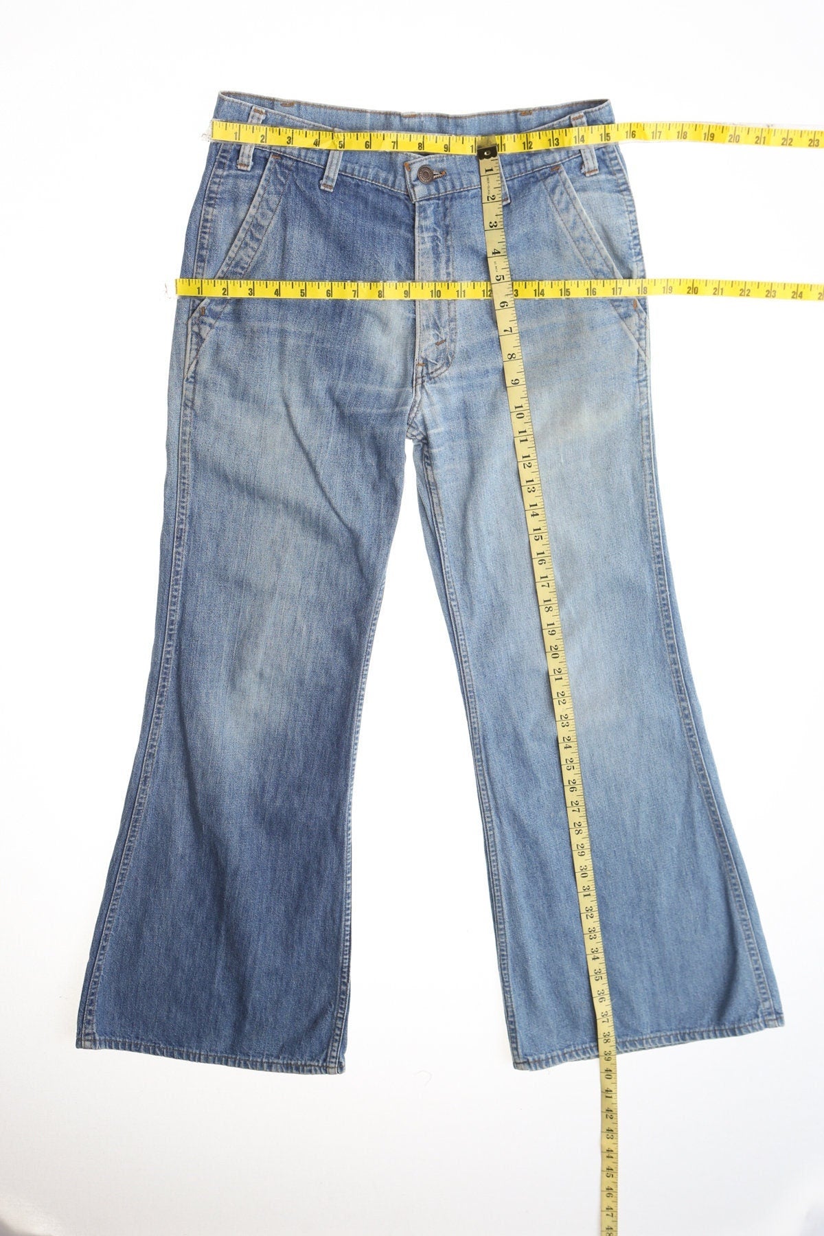 Vintage levi's blue men bell bottom pants 70's orange tab hippie boho