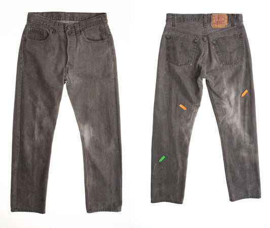 Vintage 501 levi's jeans black denim pants made in usa 90's 80's distressed discolored