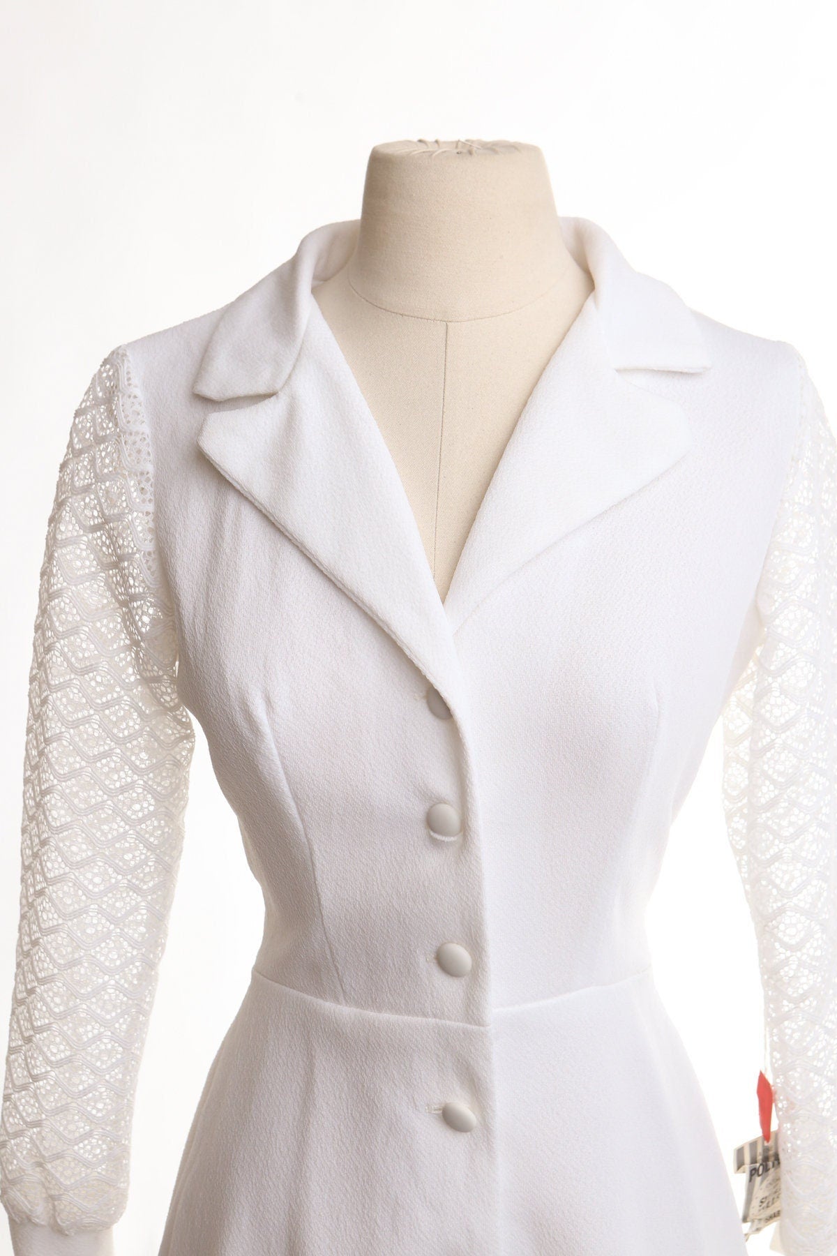 Vintage women 70's white disco button waist belt 60's casual