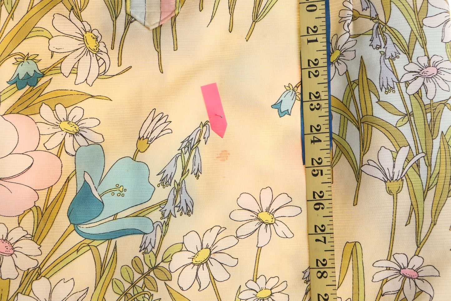 Vintage 70's summer dress floral print biege waist belt button front casual mcmullen