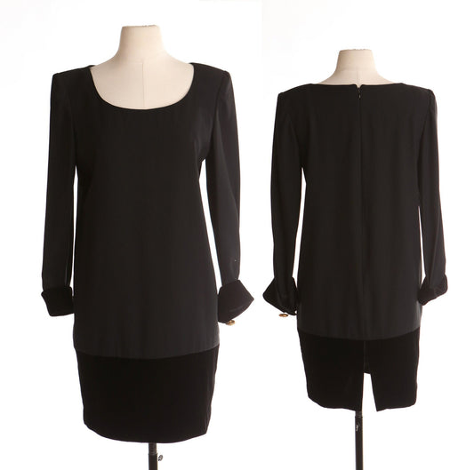 Vintage 90's casual black long sleeve dress formal sexy y2k 2000