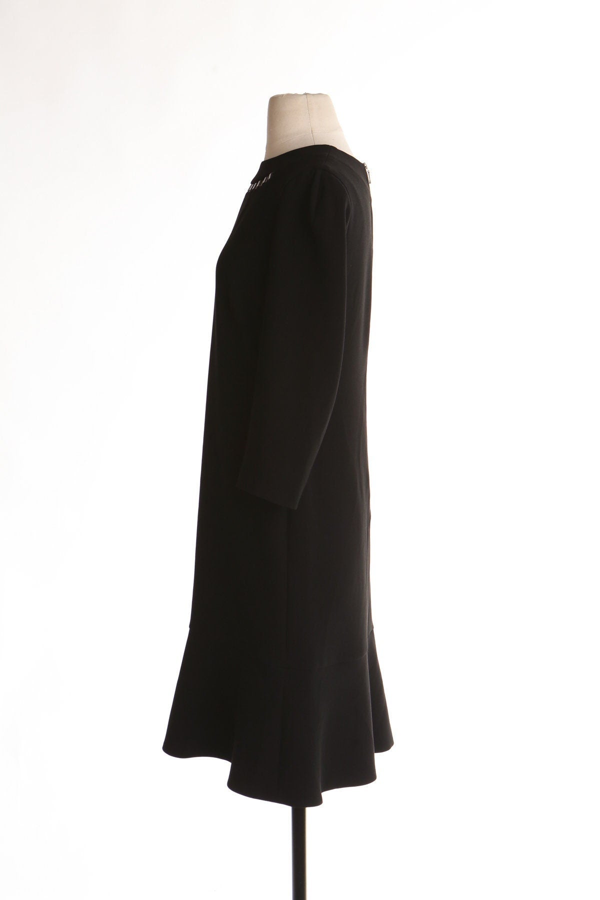 Escada women black dress casual formal long sleeve short back zipper size 38 made in romania