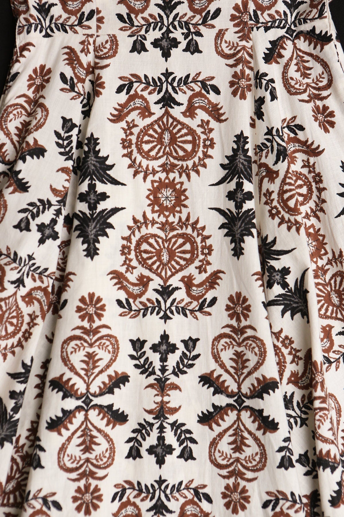 Women 50's summer dress beige floral print roster casual 40's abstract brown