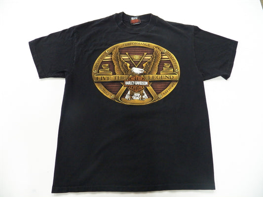 Black harley davidson t-shirt live the legend hanes beefy motor clothes motorycles biker cotton