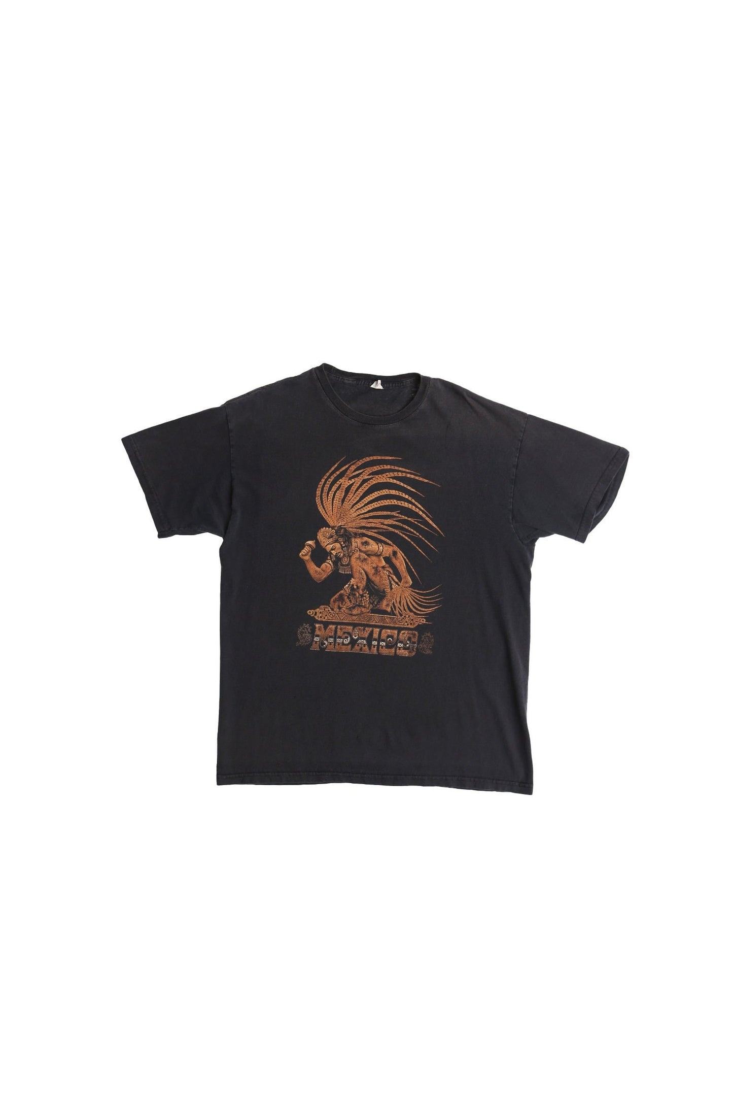Mexico y2k vintage graphic t-shirt aztec warrior black brown azteca guerrero