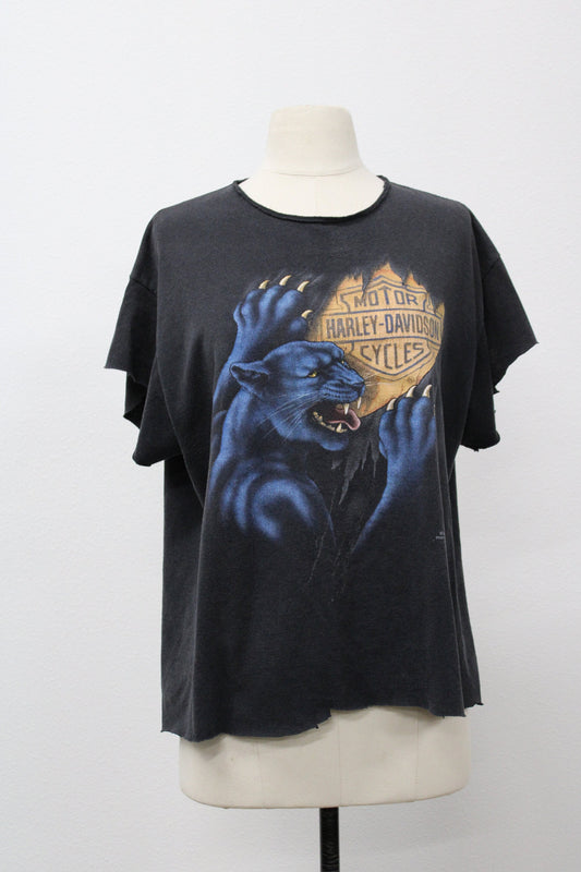 Harley davidson tank top t-shirt black 3d emblem vintage pantera 1991 cut off