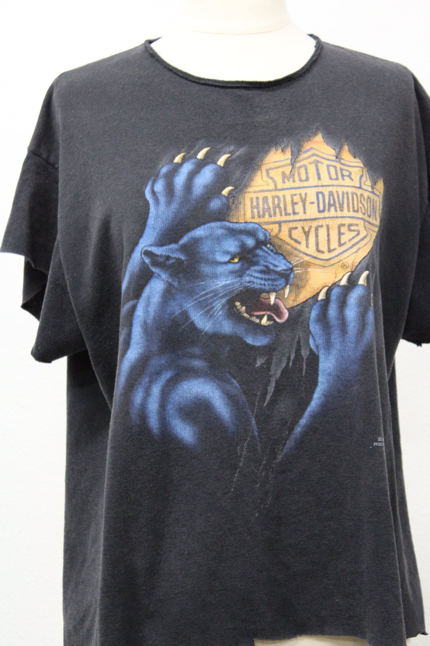 Harley davidson tank top t-shirt black 3d emblem vintage pantera 1991 cut off