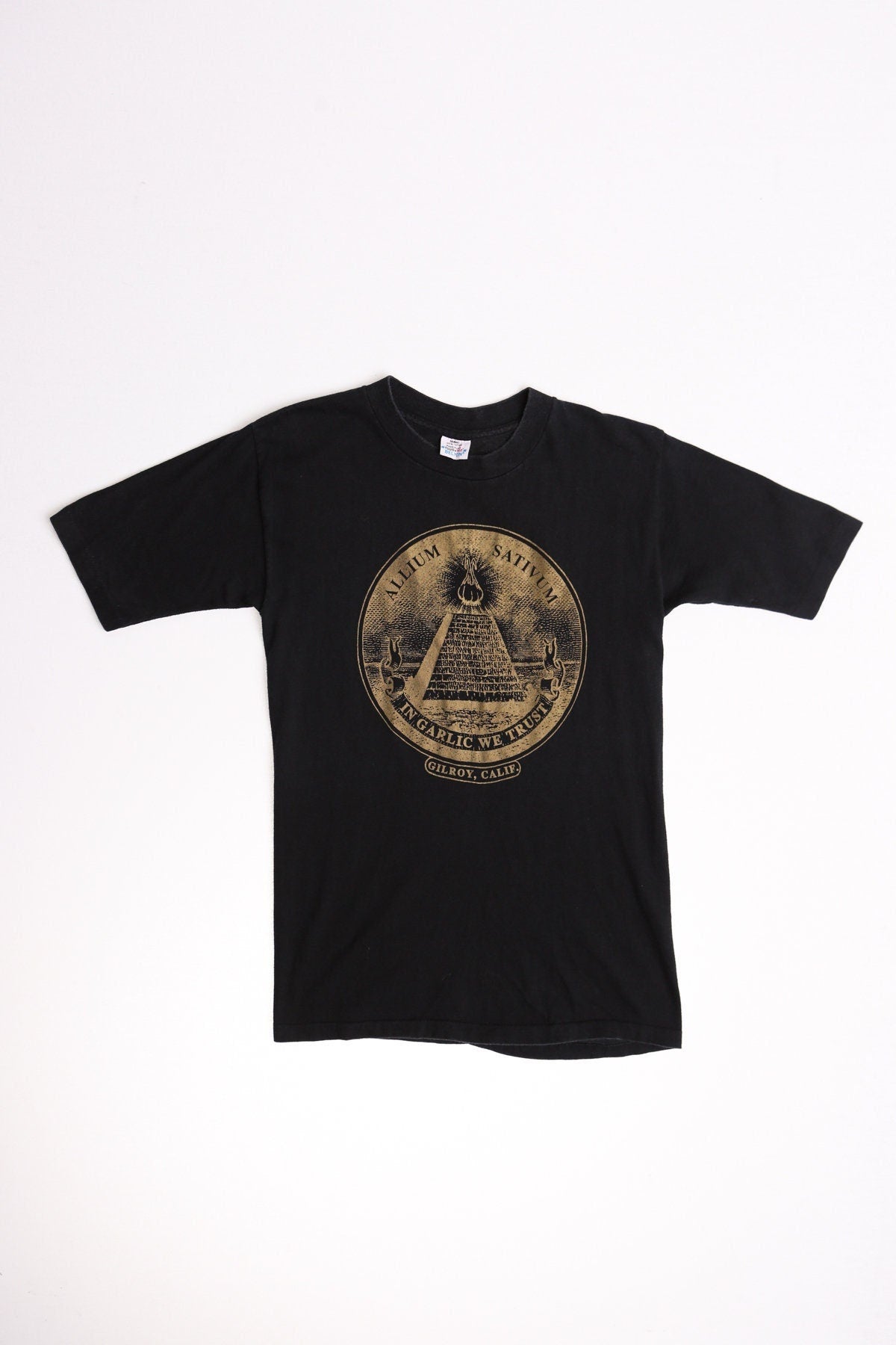 Vintage 80's garlic shirt black gilroy california belton