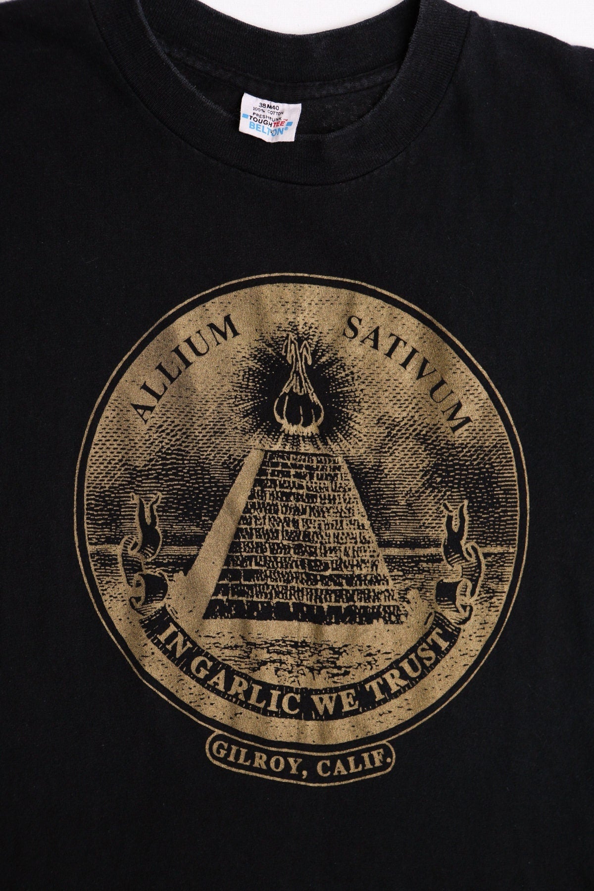 Vintage 80's garlic shirt black gilroy california belton