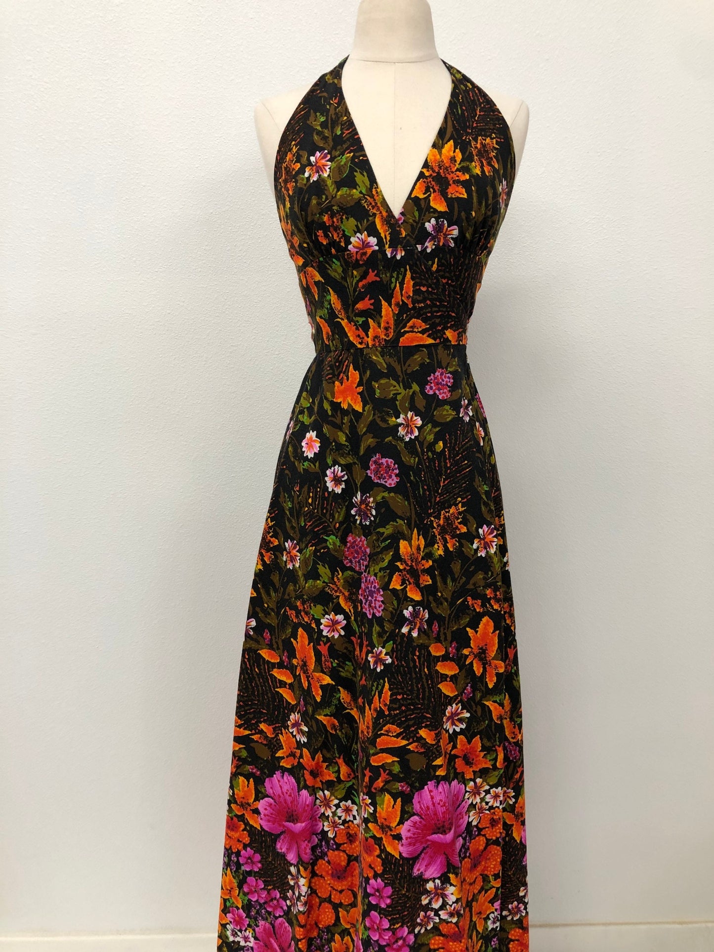 Wrap around summer yellow black long dress floral print hawaiian dress women vintage