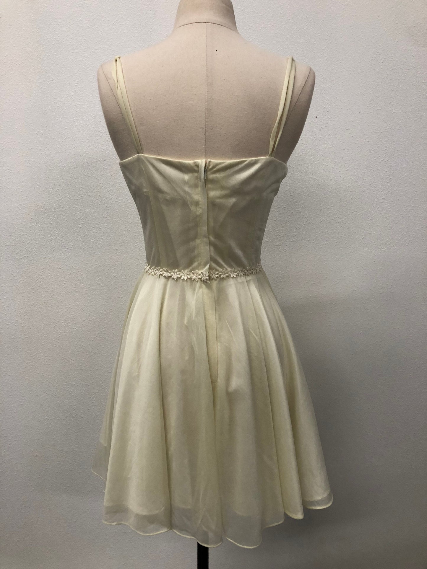 Strap short seam disco 70s beige polyester women vintage dress