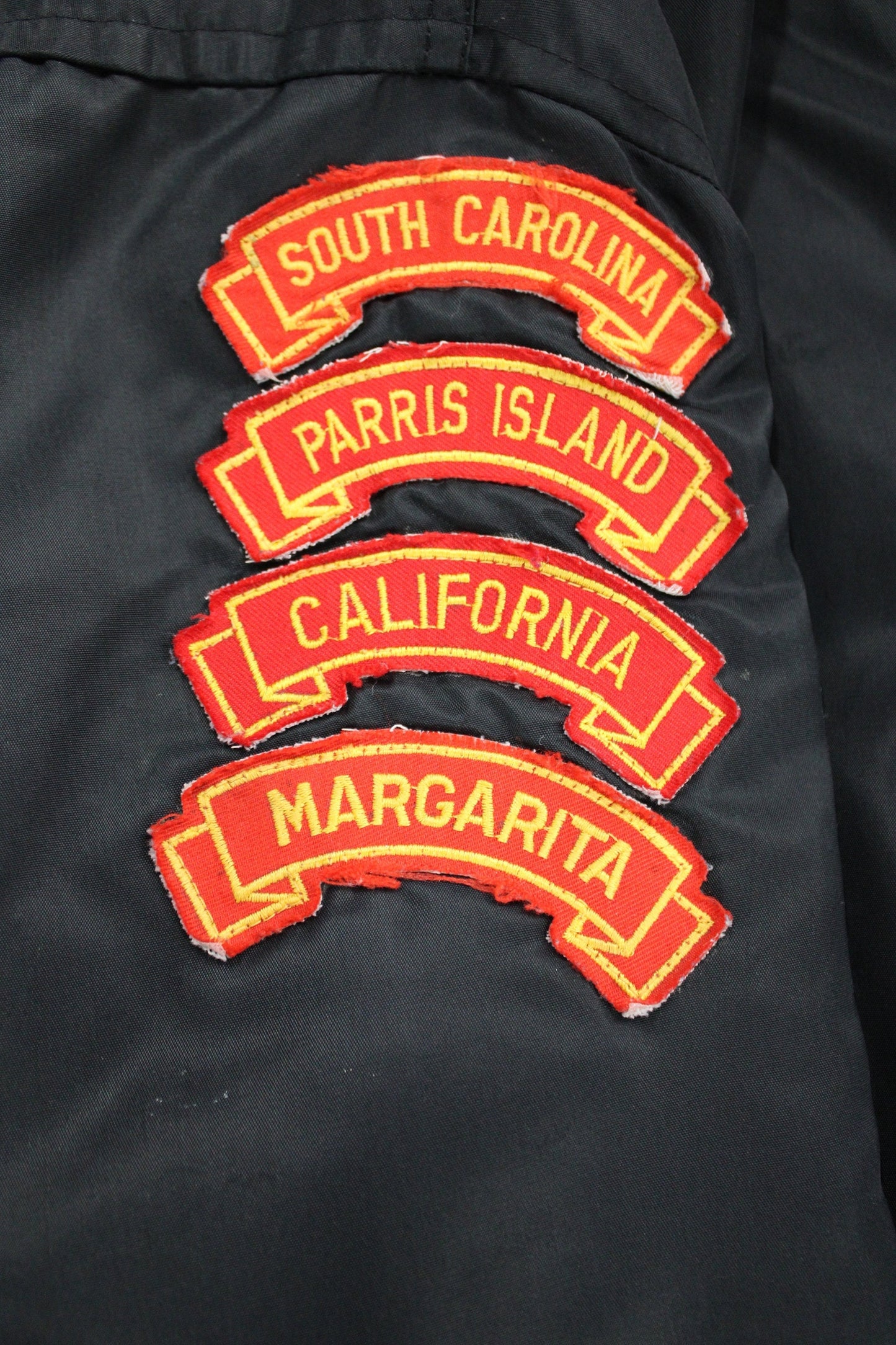 Vintage bomber jacket black dragon patch embroidered swift silent deadly men souvenir