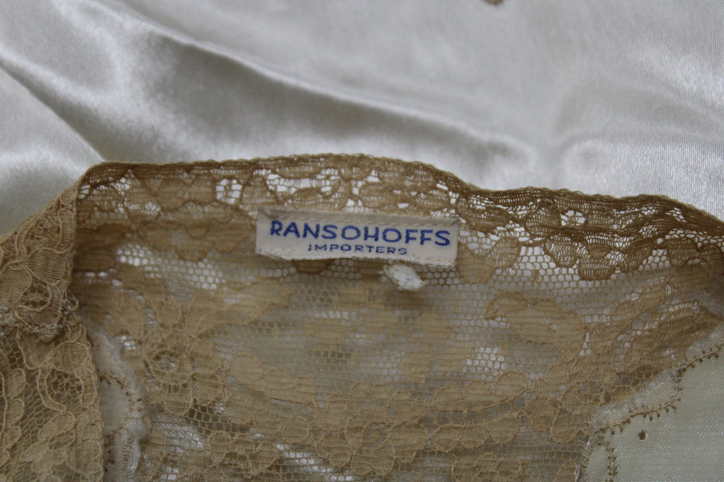 Vintage victorian women lace nightgown blouse beige