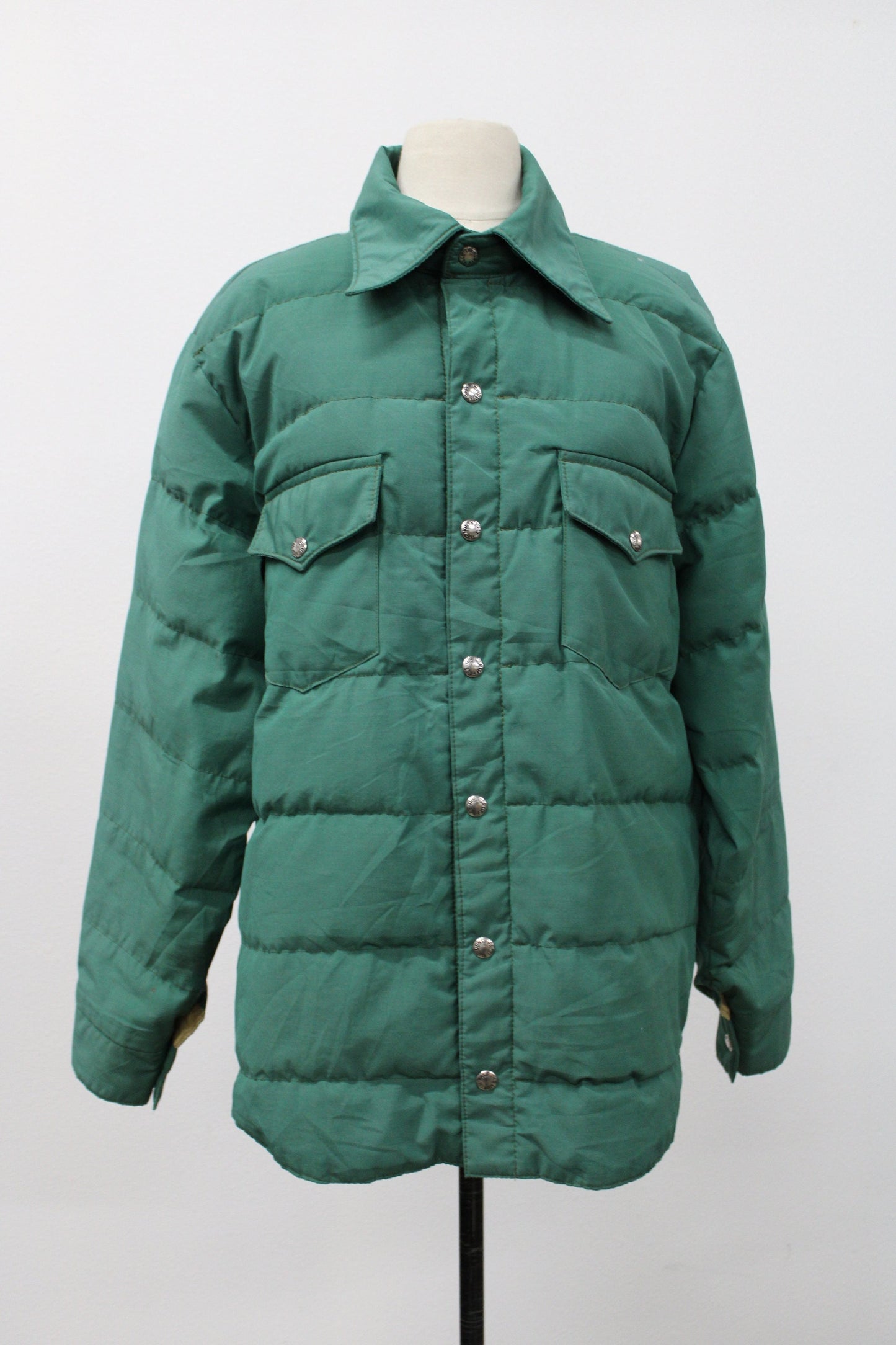 North face down jacket green vintage goose feather brown label rare