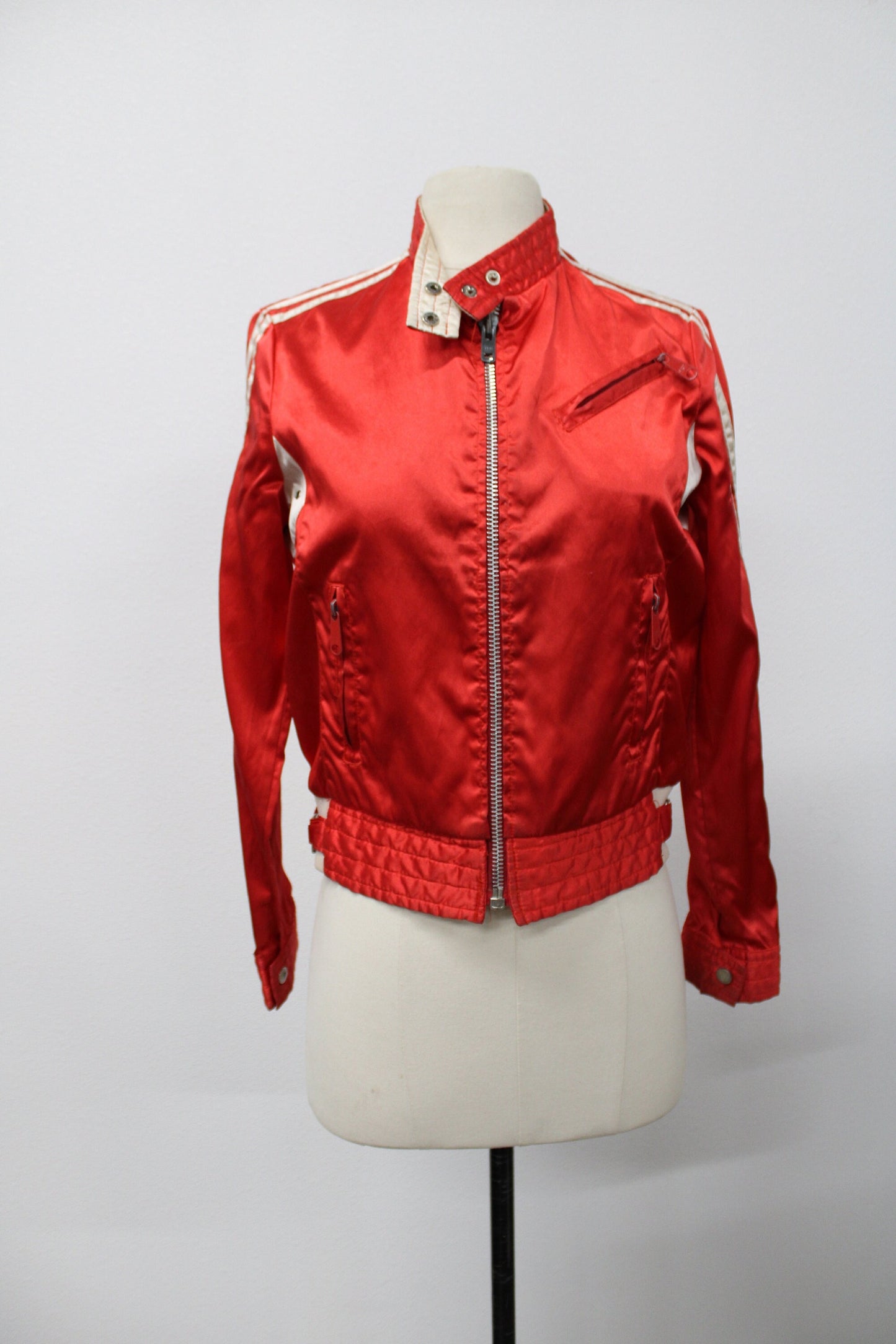 Red vintage nylon women jacket zipper men rare by bitterman o b ii