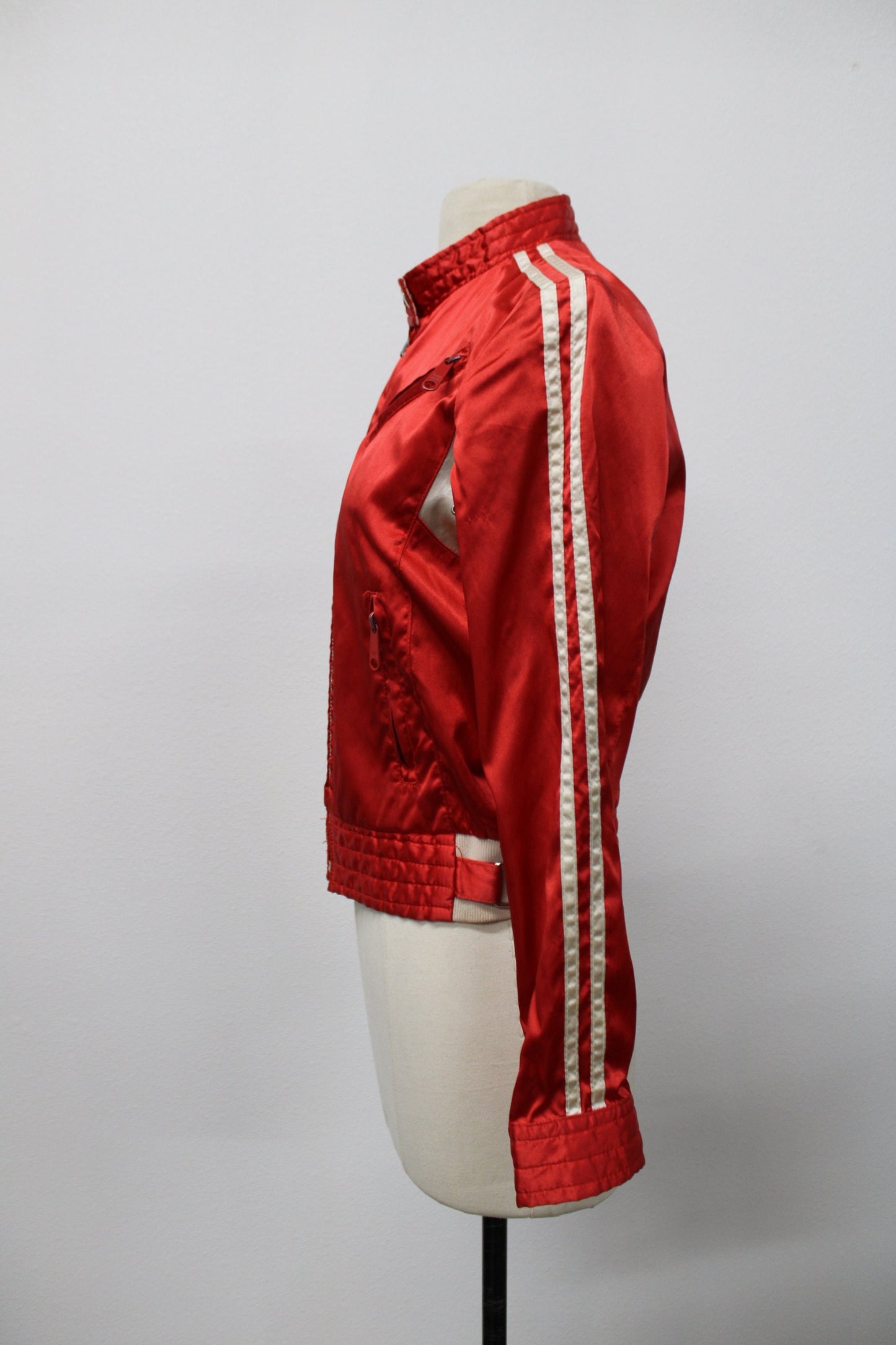 Red vintage nylon women jacket zipper men rare by bitterman o b ii
