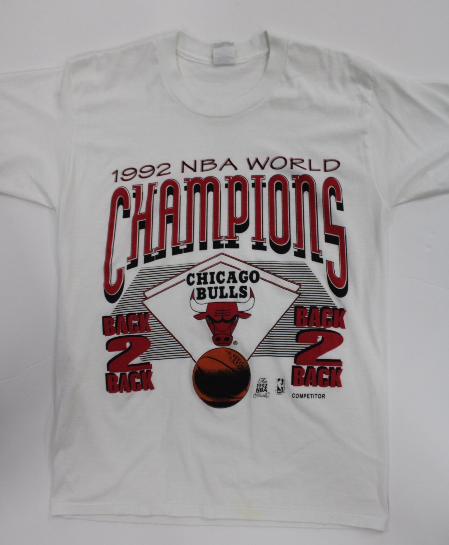 Back 2 back 1992 nba champions chicago bulls world champions vintage t-shirt 1992 nba finals white rare competitor label