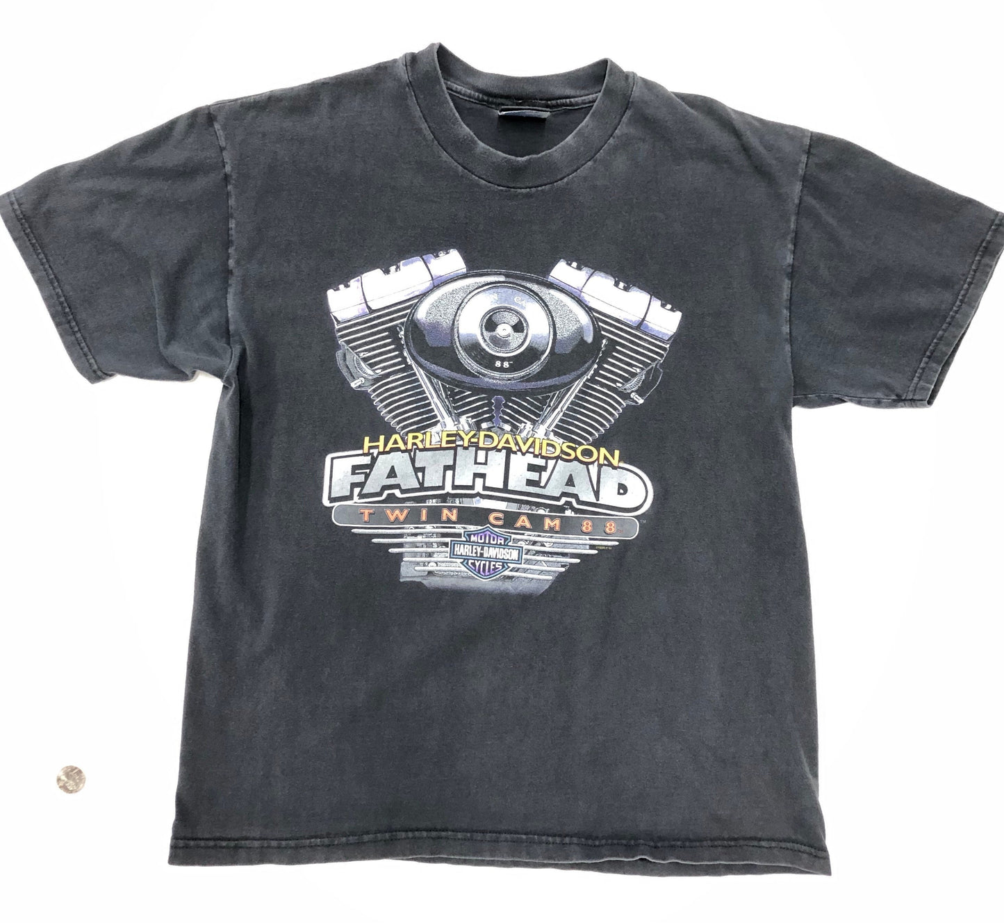 Black biker engine motorcycle hanes label irvine orange county twin cam 88 fathead t-shirt harley davidson