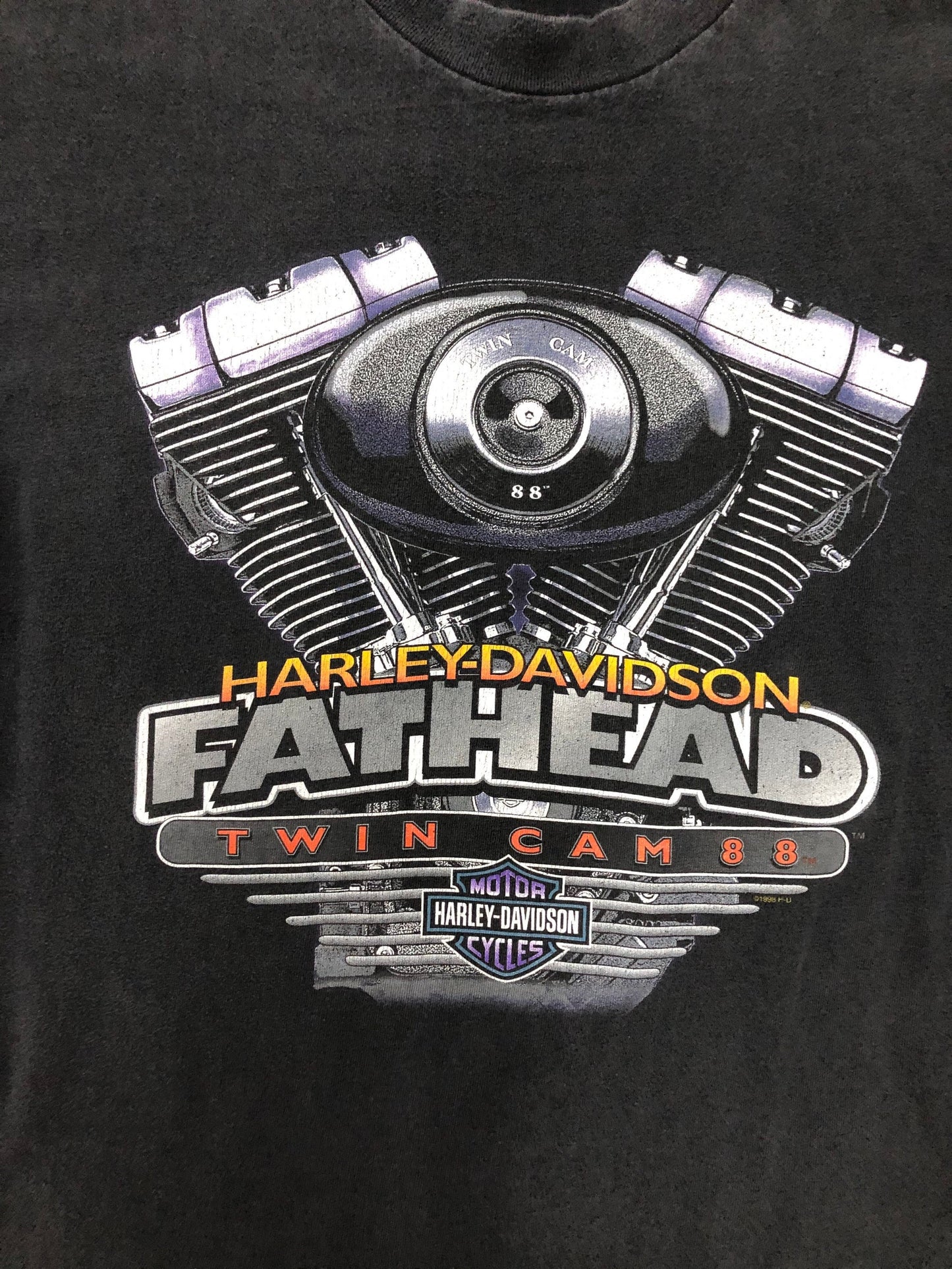 Black biker engine motorcycle hanes label irvine orange county twin cam 88 fathead t-shirt harley davidson