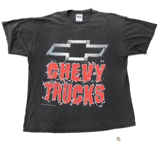 Logo frame steel red tultepec label chevrolet t-shirt chevy vintage black trucks