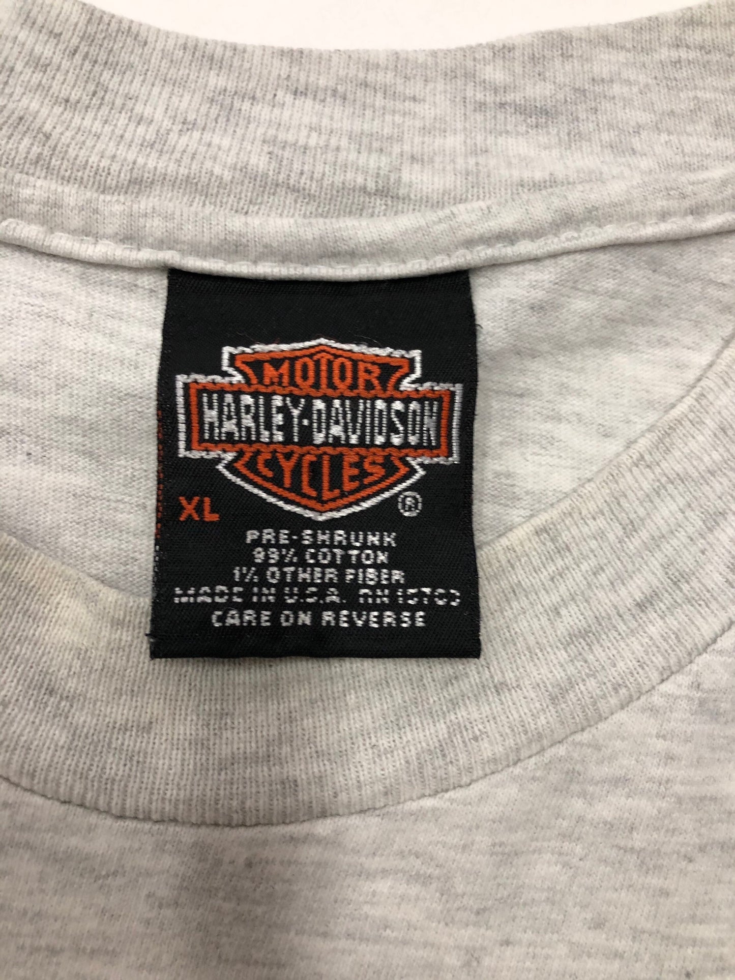 Front pocket vintage american heritage made in usa 1998 brothers branford ct gray t-shirt harley davidson