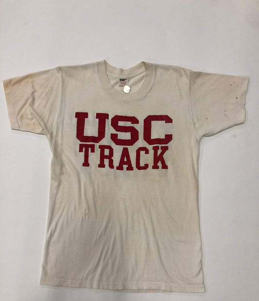 Southern university california collegiate pacific white t-shirt track usc vintage