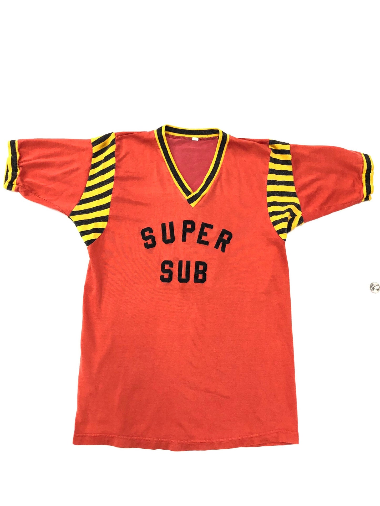V neck super sub black yellow red jersey vintage 3