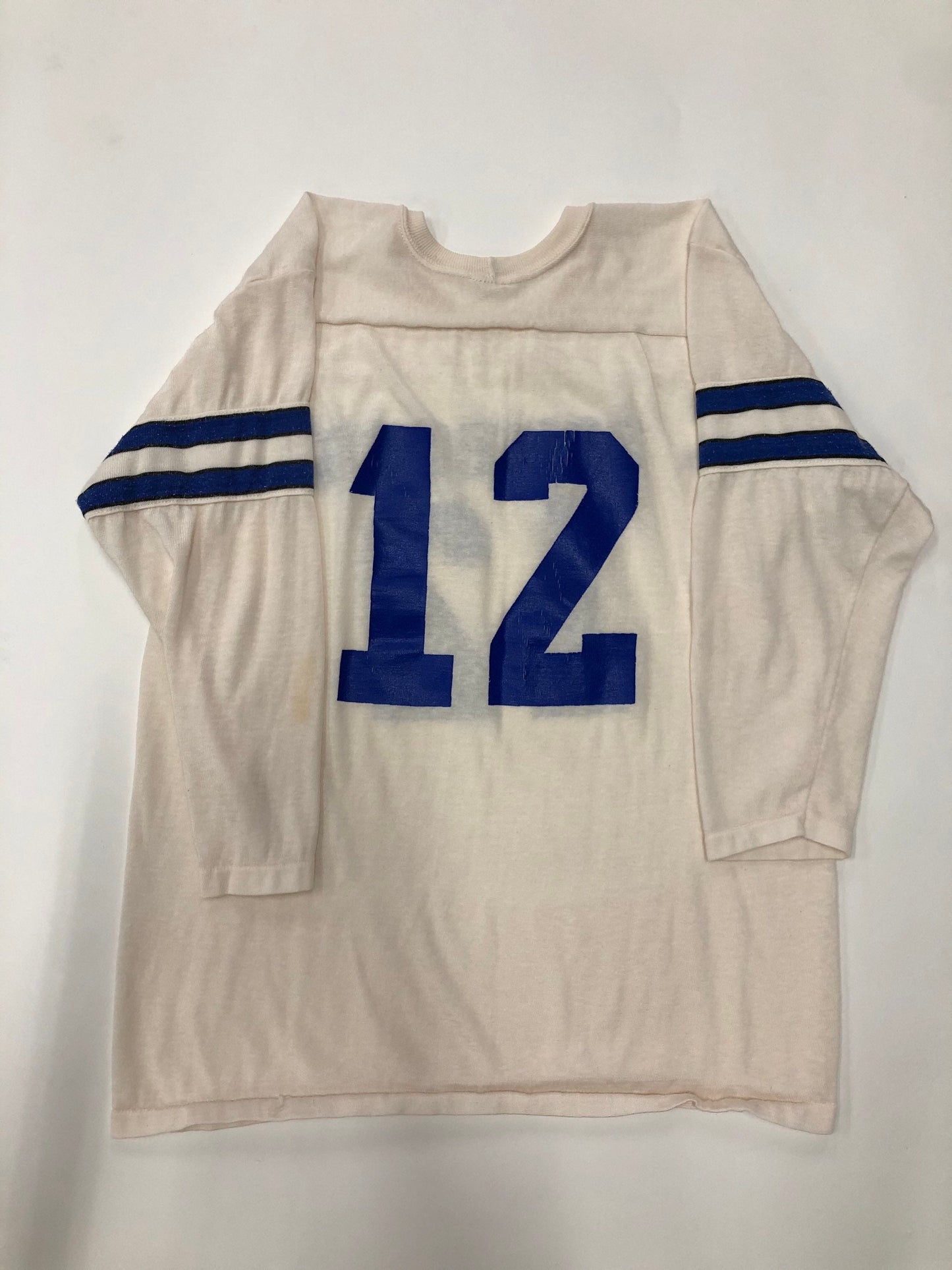 Roe buck and co by rawlings sears label blue 12 white cowboys jersey vintage nfl