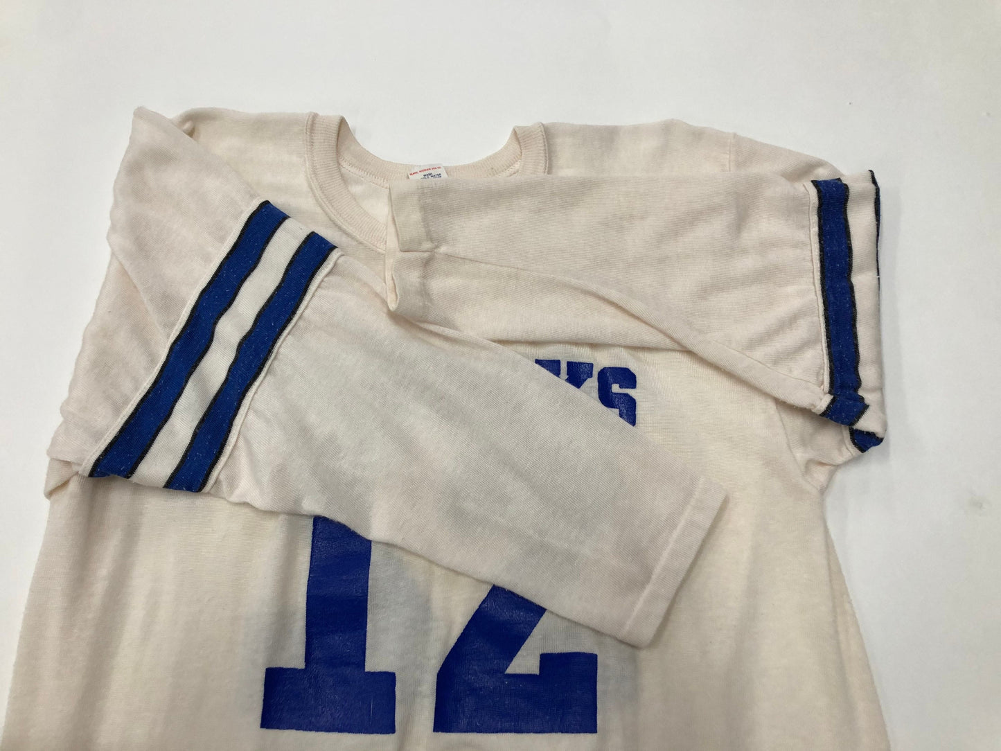 Roe buck and co by rawlings sears label blue 12 white cowboys jersey vintage nfl