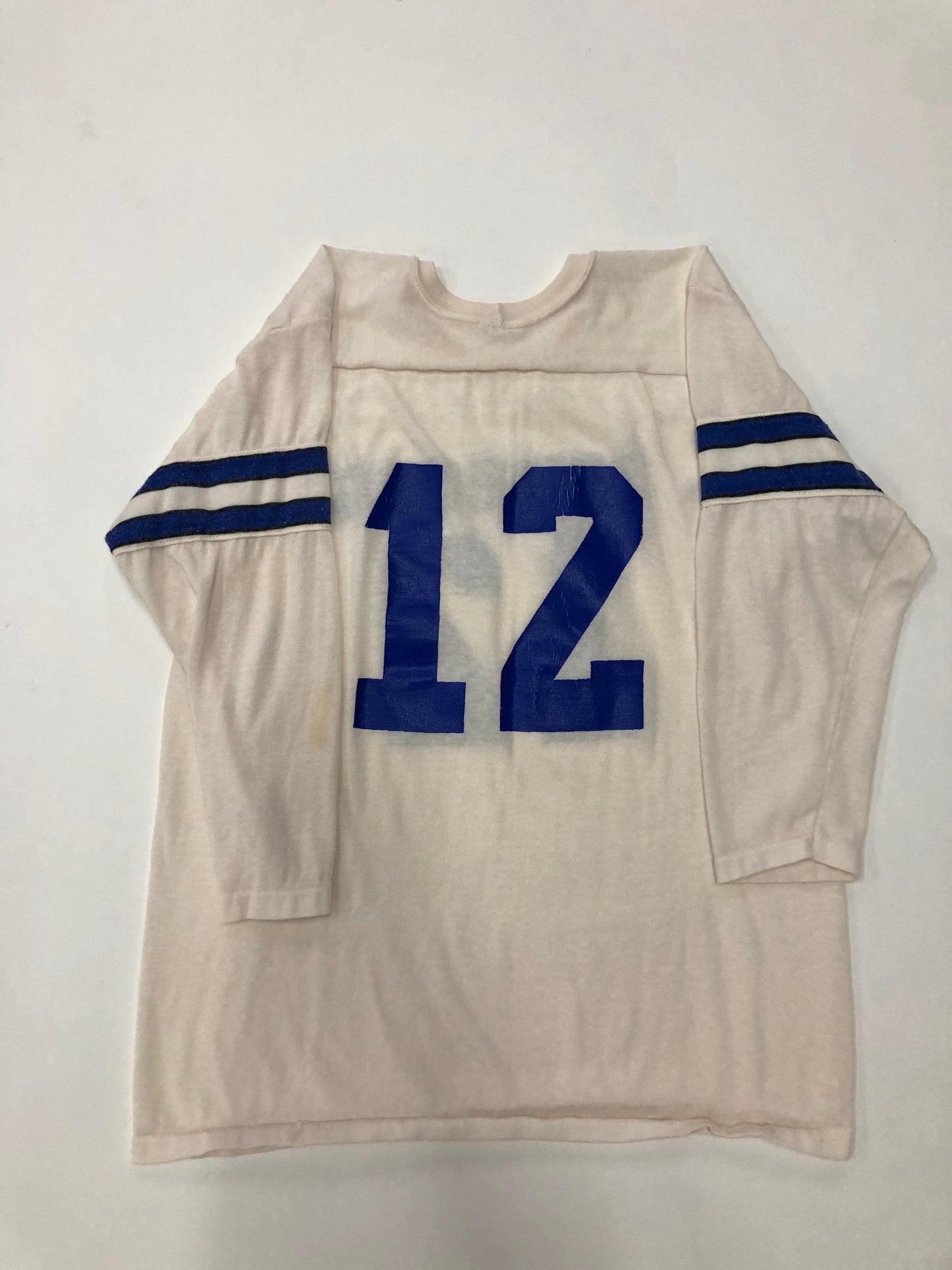 Roe buck and co by rawlings sears label blue 12 white cowboys jersey vintage nfl
