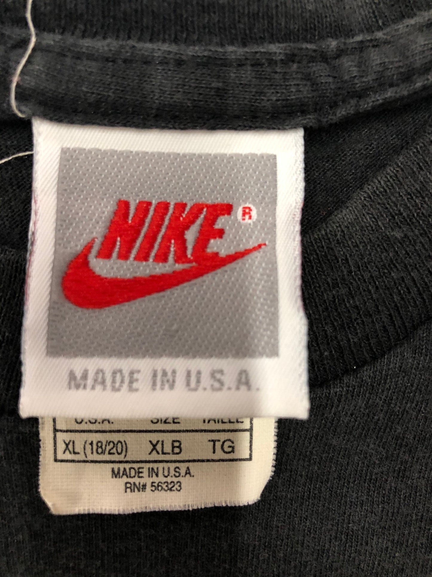 Rn 56323 made in usa just do it t-shirt black red fly vintage nike