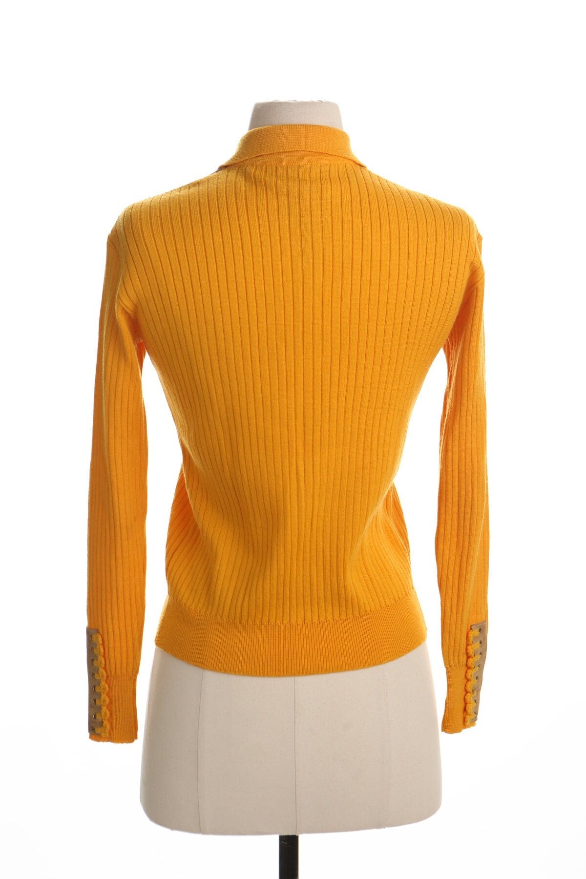 Vintage women western yellow top blouse 90's zipper zip up 80's 60's