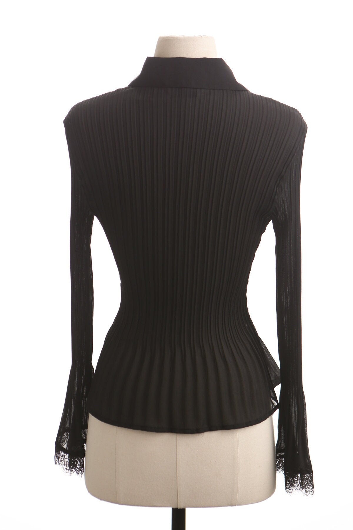 Vintage women blouse black polyester top y2k 90's allison tylor