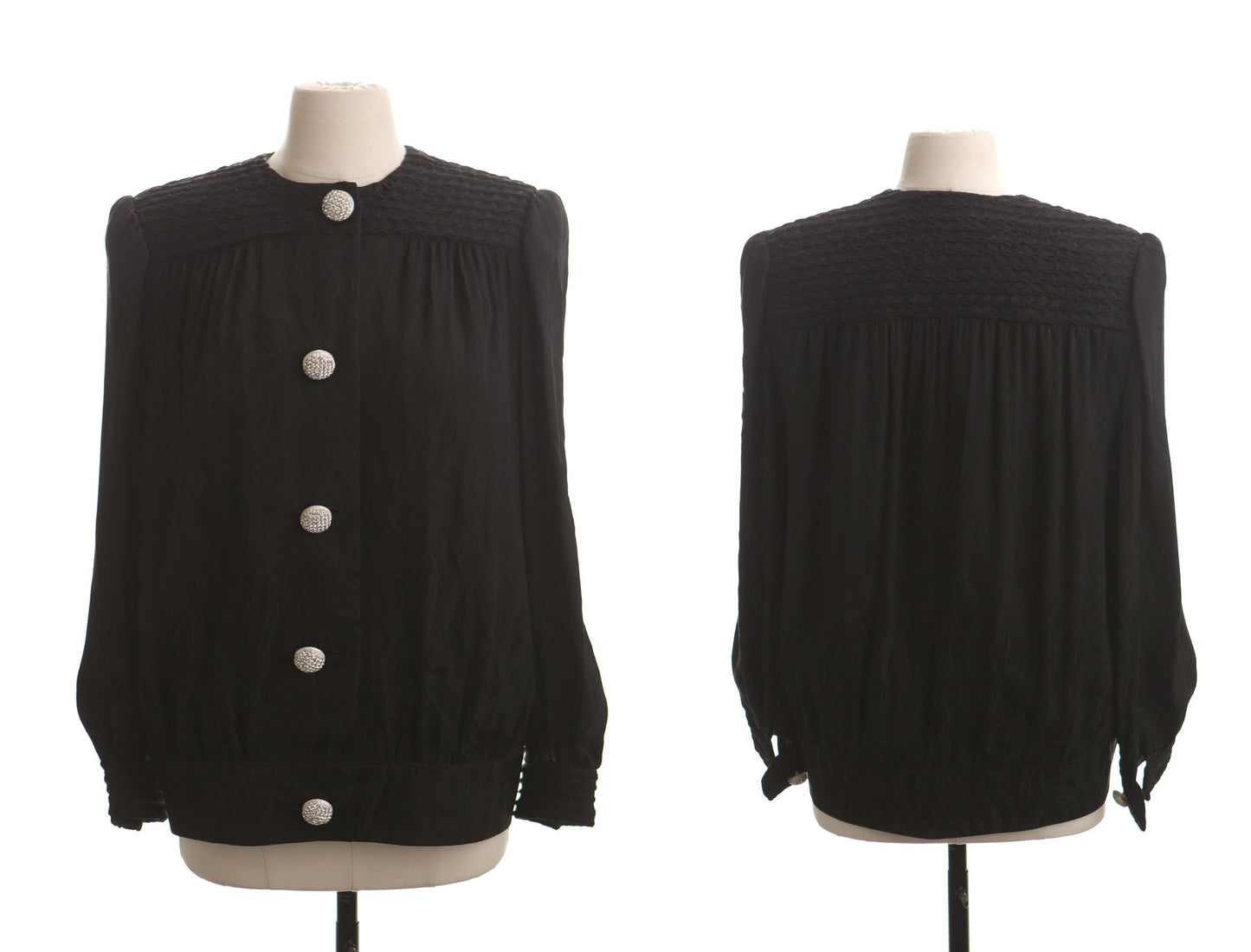 Vintage women black 50's casual jacket formal 40's button up