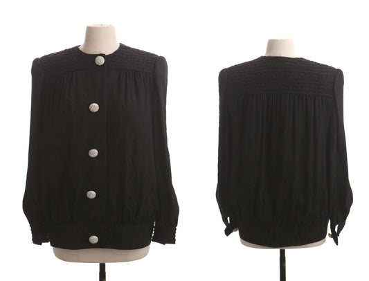 Vintage women black 50's casual jacket formal 40's button up