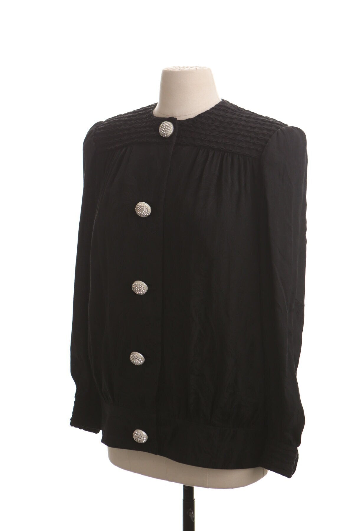 Vintage women black 50's casual jacket formal 40's button up