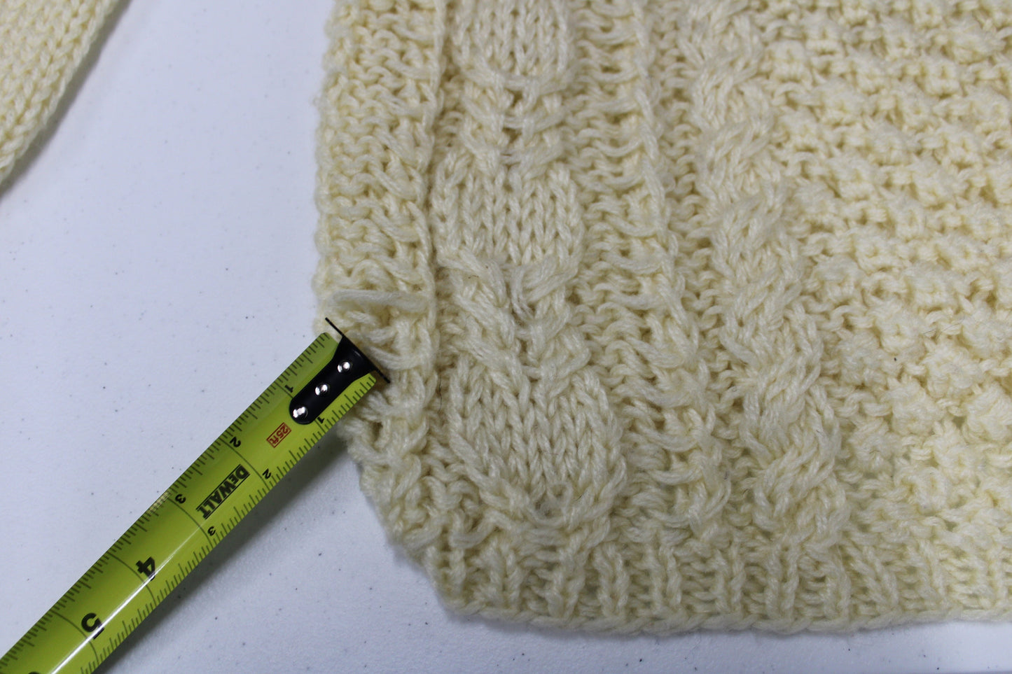 Sweater hand knit turtle neck 70's white unisex