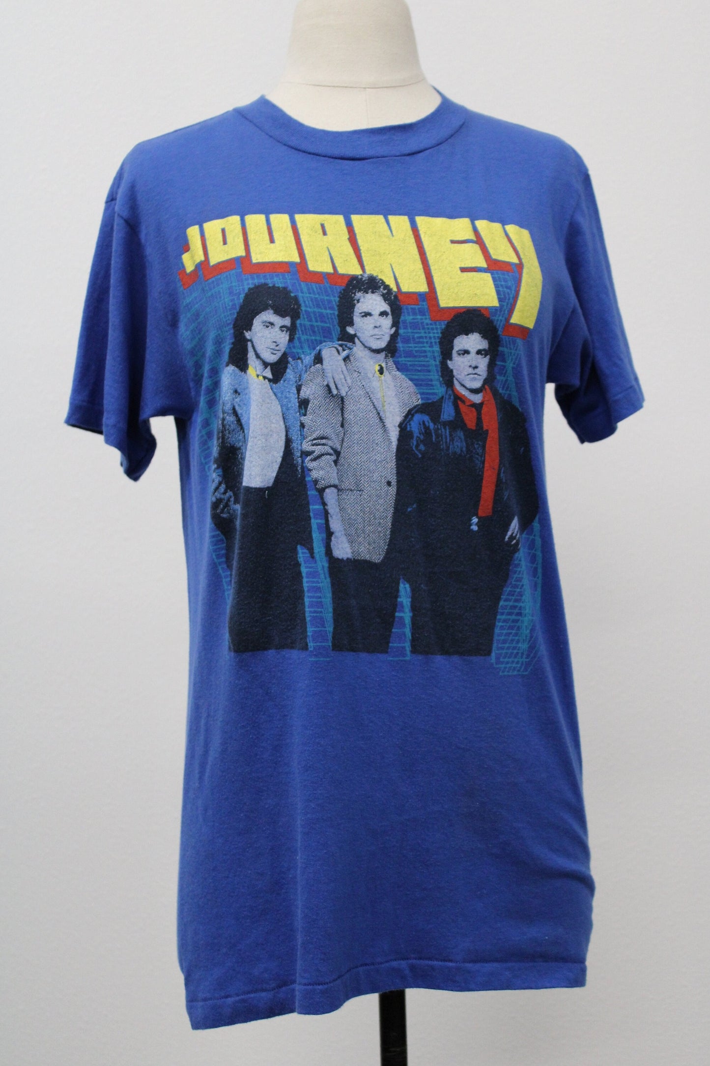 Journey vintage band t-0shirt blue raised on radio tour concert rare