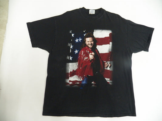 Travis tritt tour t-shirt black hanes beefy label made in usa red blue usa flag