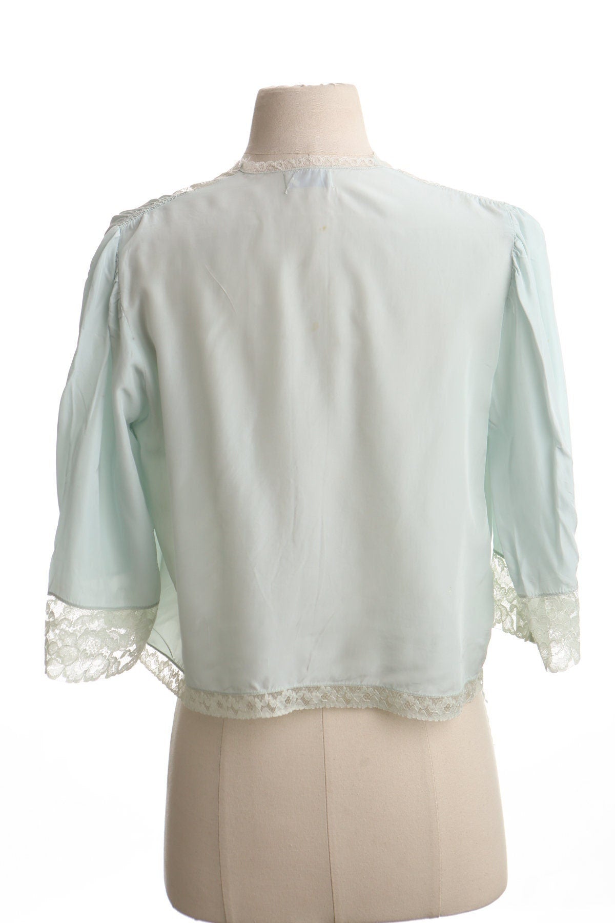 Women vintage blue lace nightgown top blouse 70's artemis small