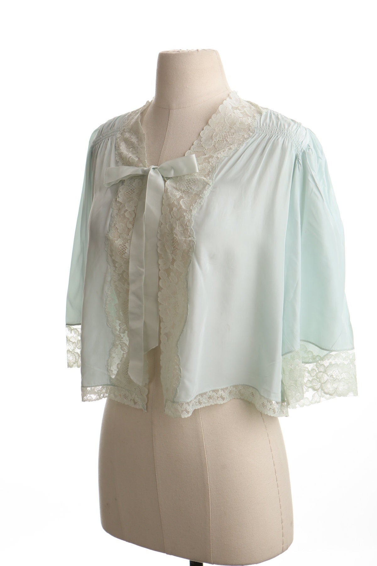 Women vintage blue lace nightgown top blouse 70's artemis small