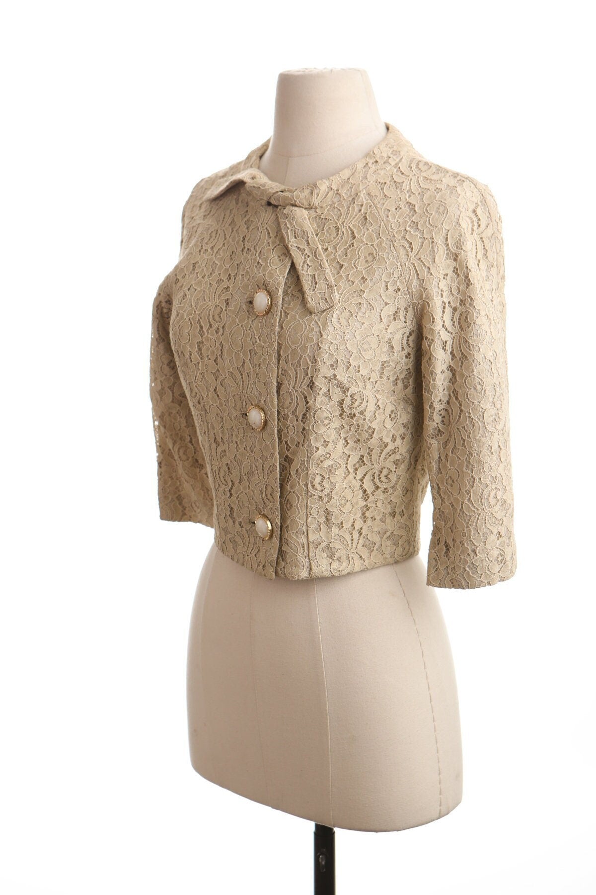 Vintage women blouse casual 50's lace formal top 60's