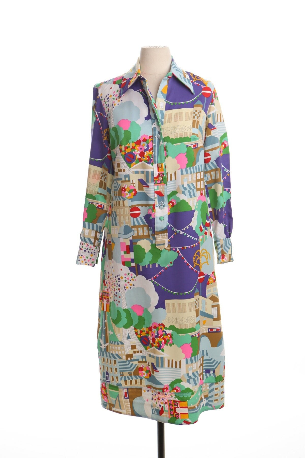 Vintage 70's 90's festival print summer dress casual mode women